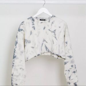 Missguided Oversized crop sweatshirt in tie dye print